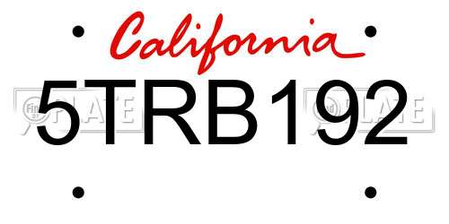 5TRB192 California License Plate