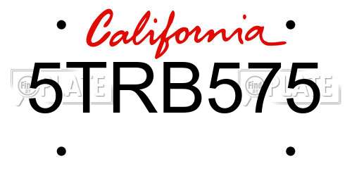 5TRB575 California License Plate