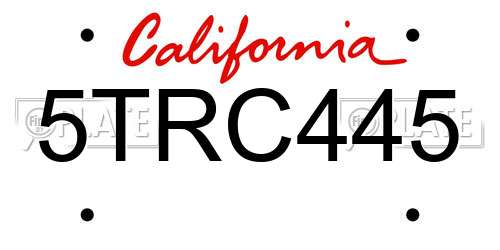 5TRC445 California License Plate