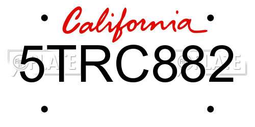 5TRC882 California License Plate