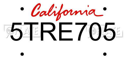 5TRE705 California License Plate