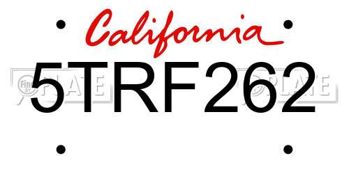 5TRF262 California License Plate
