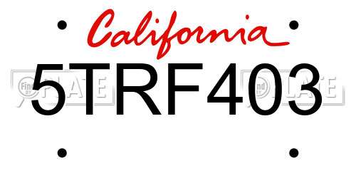 5TRF403 California License Plate