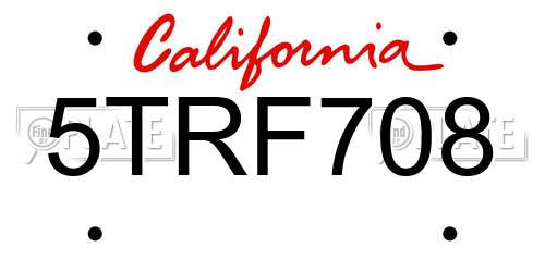 5TRF708 California License Plate