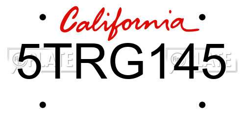 5TRG145 California License Plate