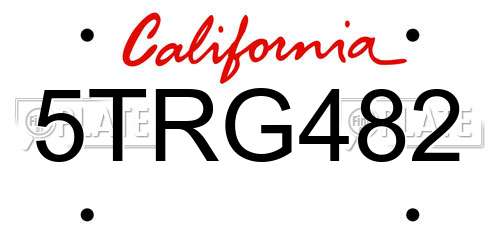 5TRG482 California License Plate