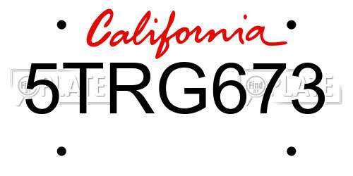5TRG673 California License Plate