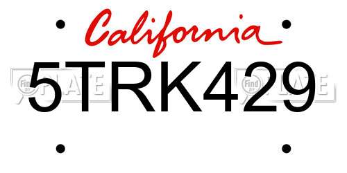 5TRK429 California License Plate