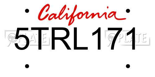 5TRL171 California License Plate