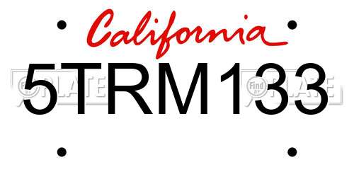 5TRM133 California License Plate