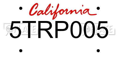 5TRP005 California License Plate