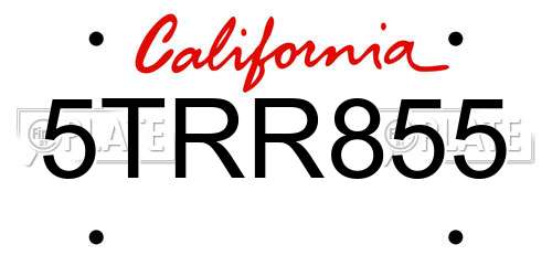 5TRR855 California License Plate