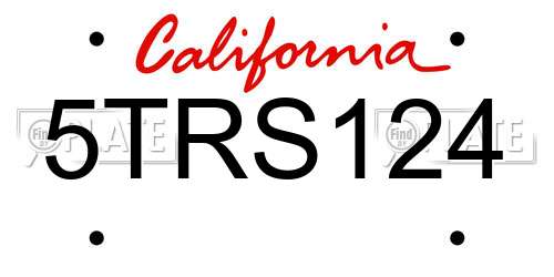 5TRS124 California License Plate