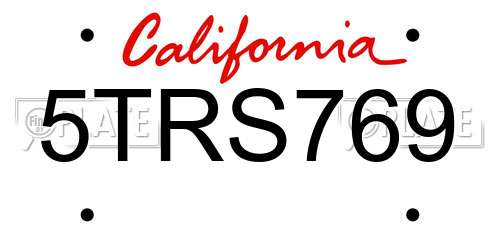 5TRS769 California License Plate