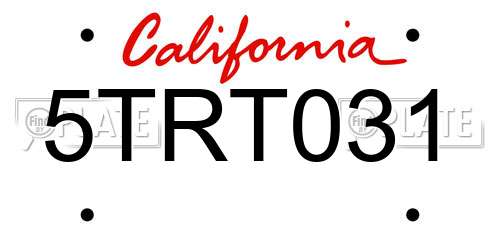5TRT031 California License Plate