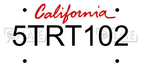 5TRT102 California License Plate