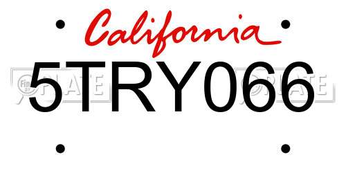 5TRY066 California License Plate