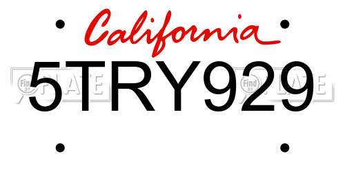 5TRY929 California License Plate