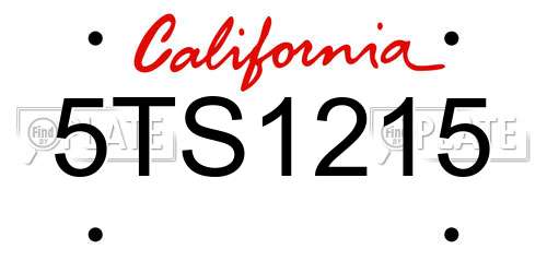 5TS1215 California License Plate