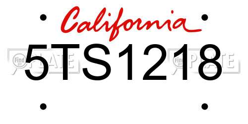 5TS1218 California License Plate