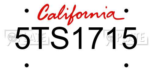 5TS1715 California License Plate