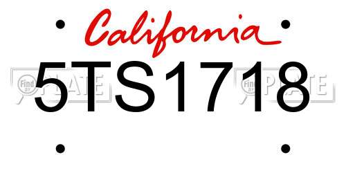 5TS1718 California License Plate
