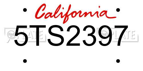 5TS2397 California License Plate