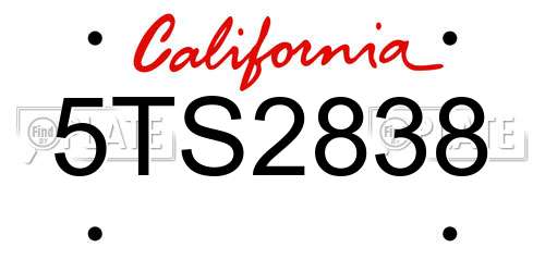 5TS2838 California License Plate