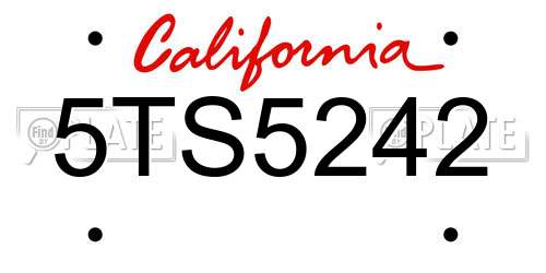 5TS5242 California License Plate