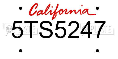 5TS5247 California License Plate