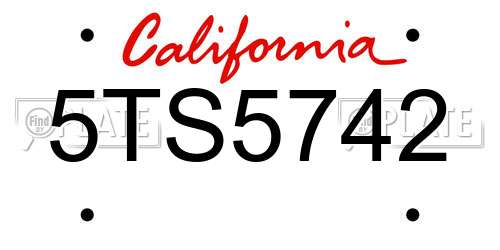 5TS5742 California License Plate