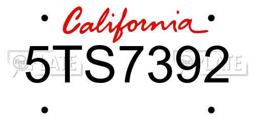 5TS7392 California License Plate