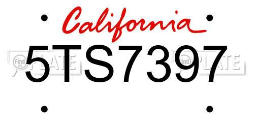 5TS7397 California License Plate