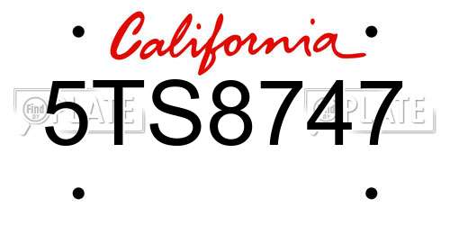 5TS8747 California License Plate