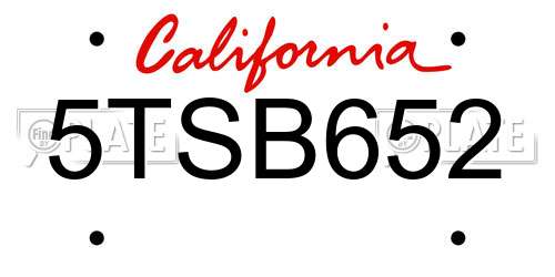 5TSB652 California License Plate