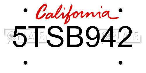 5TSB942 California License Plate