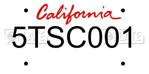 5TSC001 California License Plate