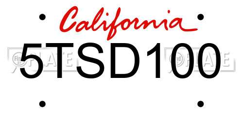5TSD100 California License Plate