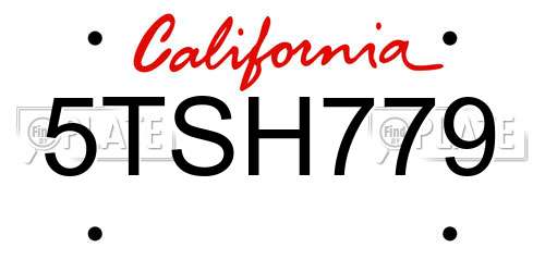 5TSH779 California License Plate