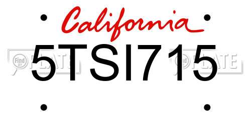 5TSI715 California License Plate