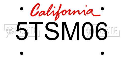 5TSM06 California License Plate