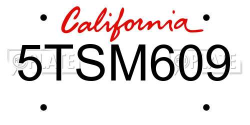 5TSM609 California License Plate