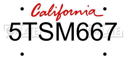 5TSM667 California License Plate