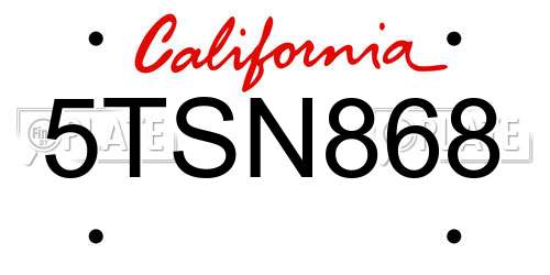 5TSN868 California License Plate