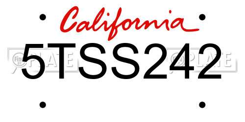 5TSS242 California License Plate