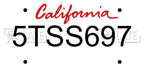 5TSS697 California License Plate