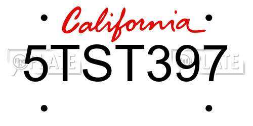 5TST397 California License Plate