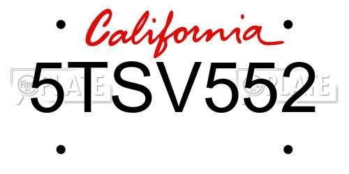 5TSV552 California License Plate