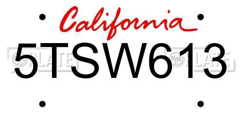 5TSW613 California License Plate