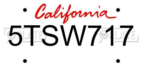 5TSW717 California License Plate